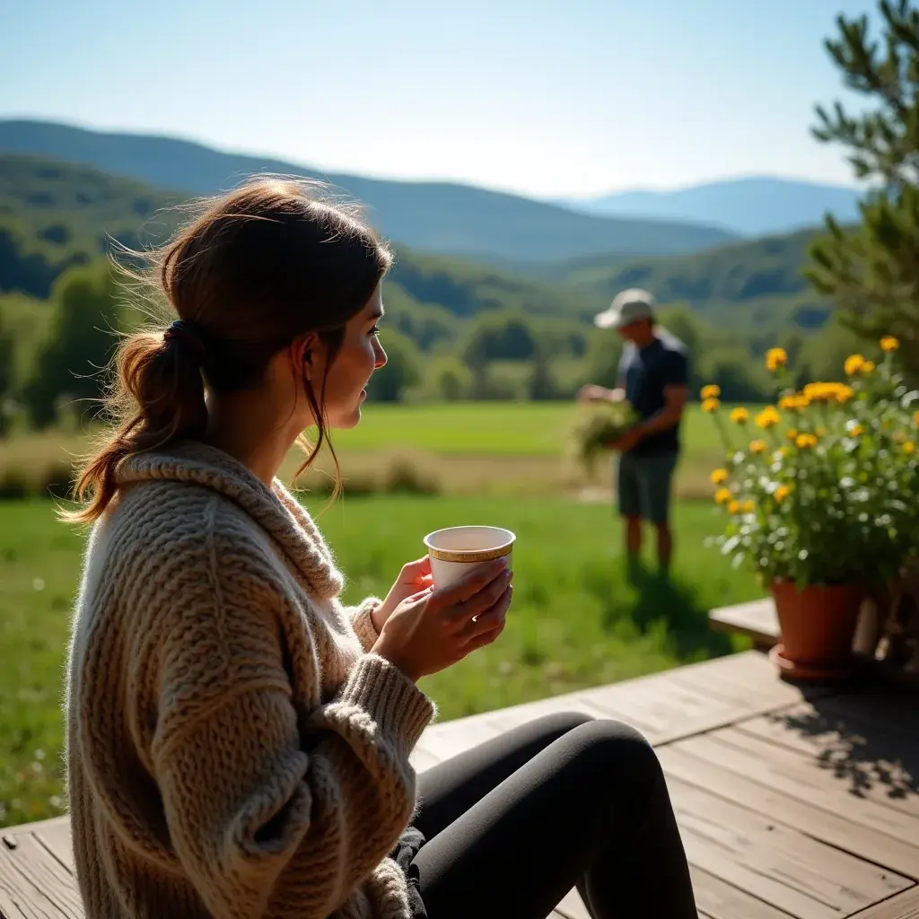 Šalica čaja uz mirisne bilje u pozadini